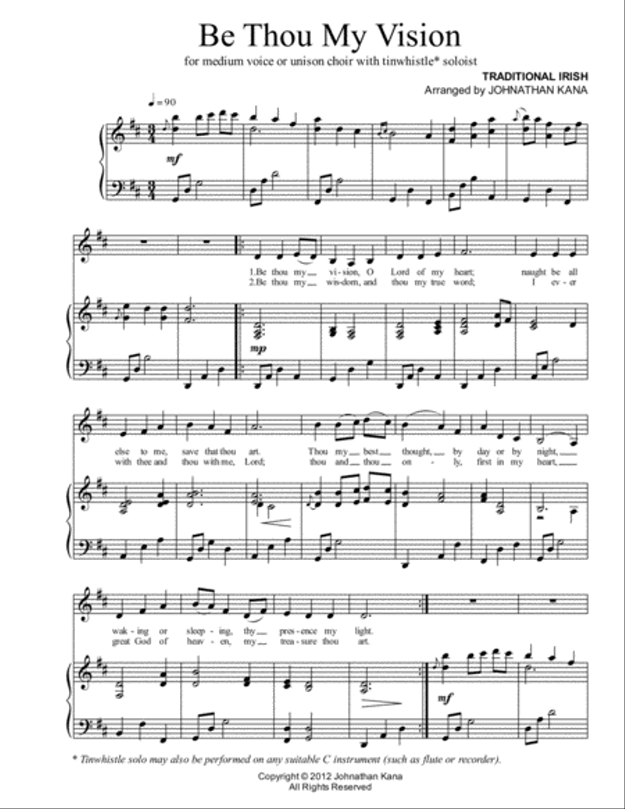 Be Thou My Vision (vocal/tinwhistle/piano) Small Ensemble scores gallery preview page 1