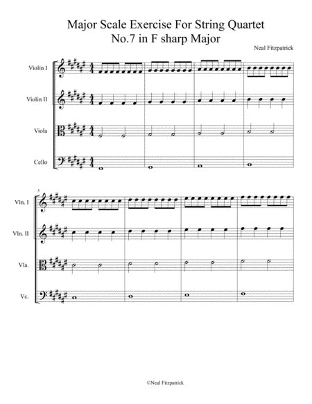 Major Scale Exercise For String Quartet No.7 in F sharp Major