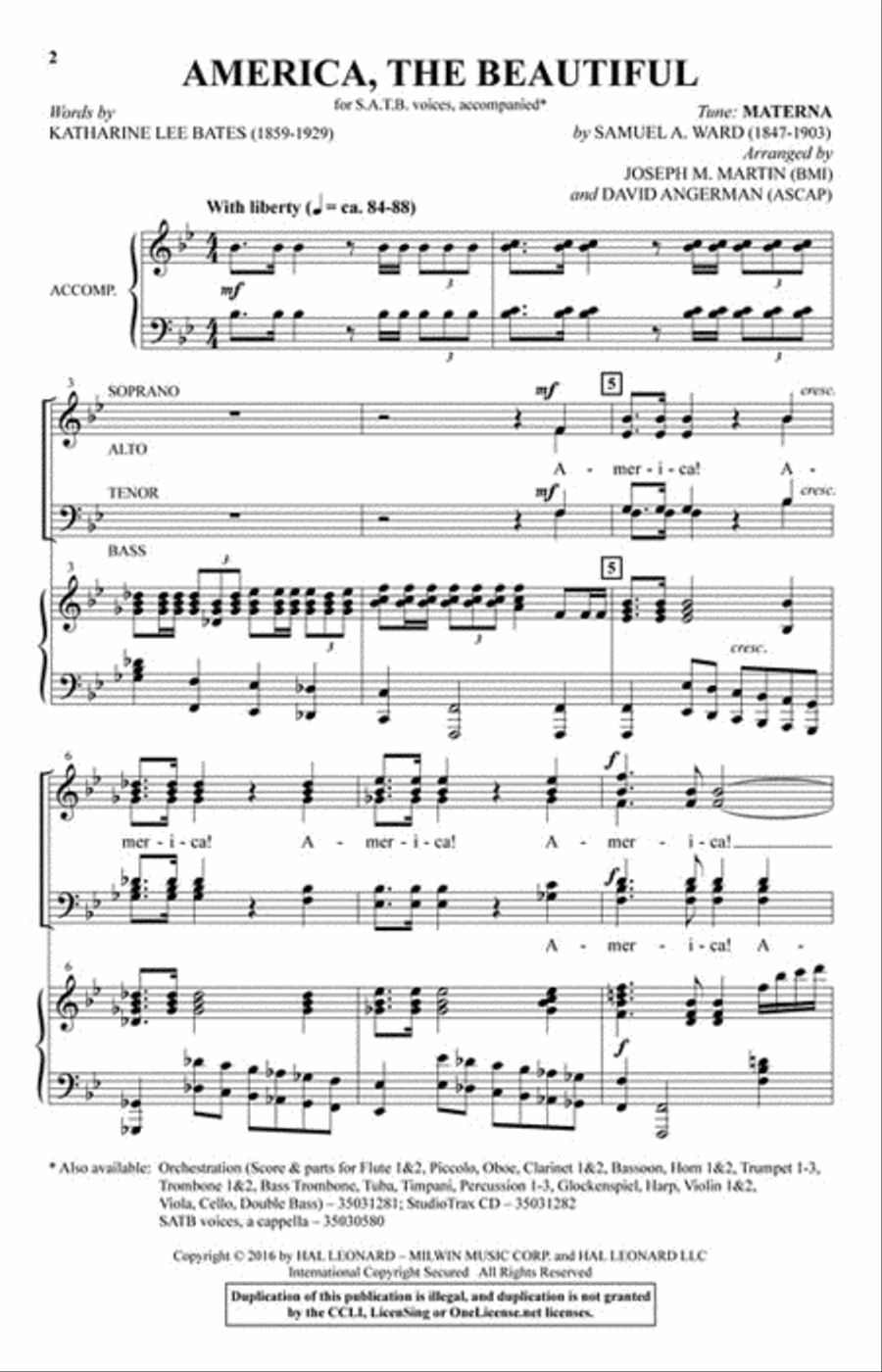 America, the Beautiful A Cappella scores gallery preview page 2