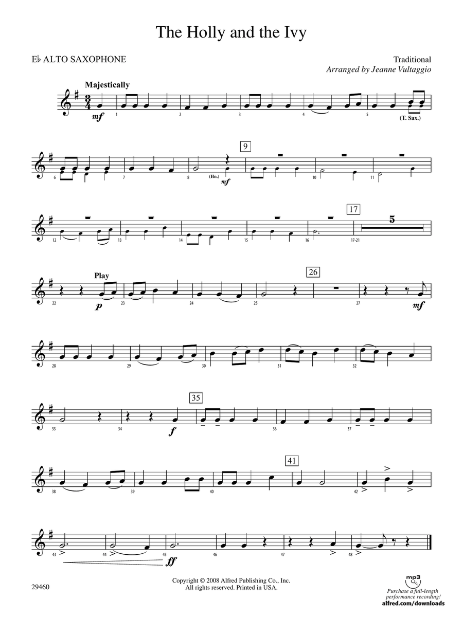 The Holly and the Ivy: E-flat Alto Saxophone