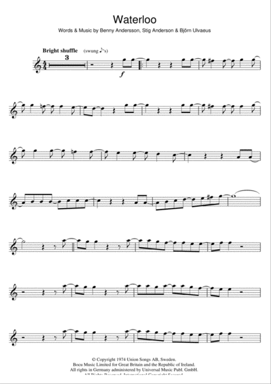 Waterloo Flute Solo scores gallery preview page 1