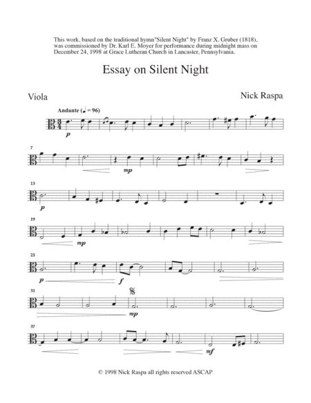 Essay on Silent Night - (string quartet) Viola part image number null