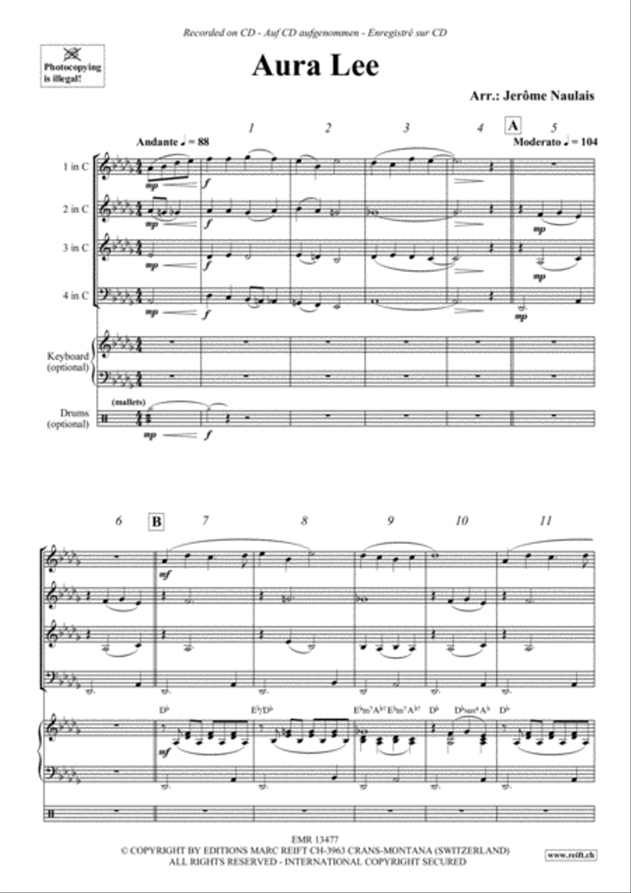 Aura Lee Woodwind Quartet scores gallery preview page 3