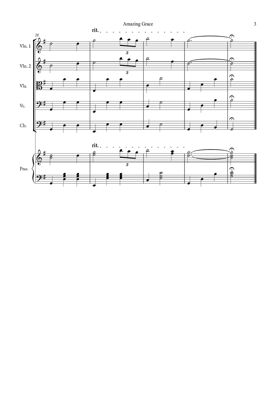 Amazing Grace String Quintet scores gallery preview page 3