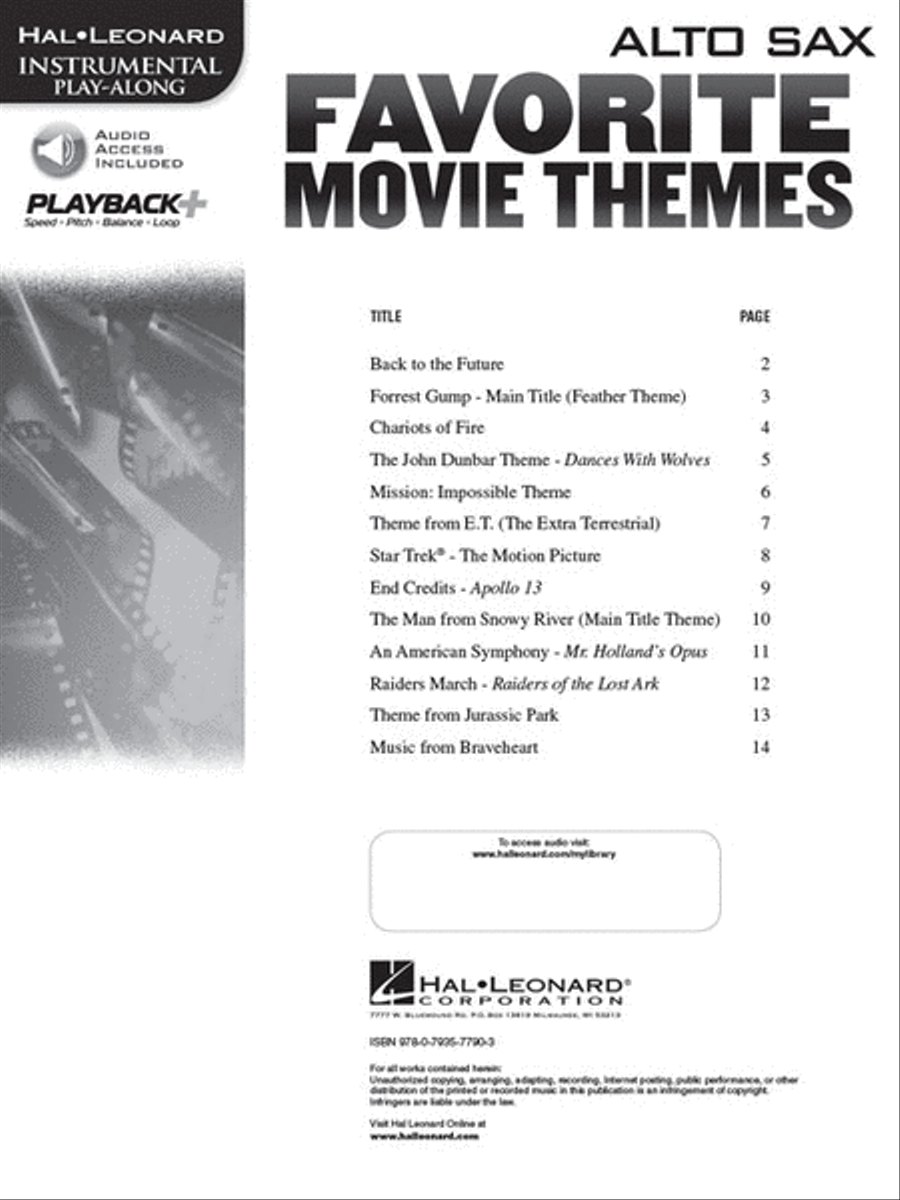 Favorite Movie Themes - Alto Sax Alto Saxophone scores gallery preview page 2