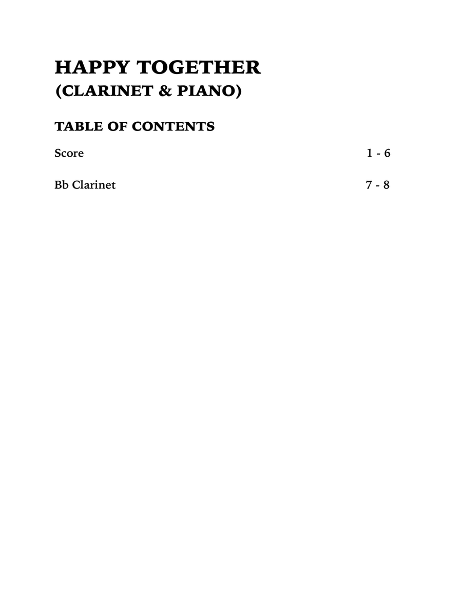 Happy Together by The Turtles B-Flat Clarinet - Digital Sheet Music page 4