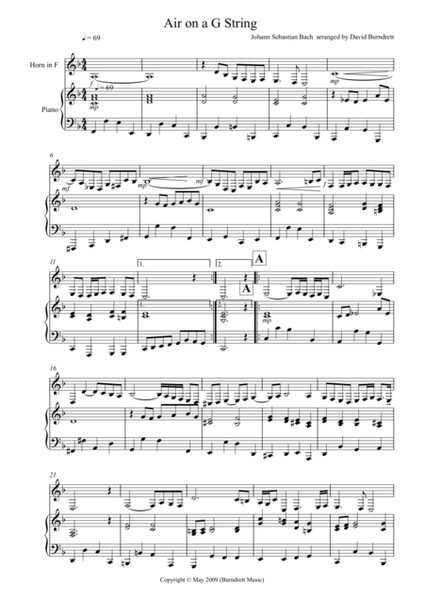 Air on a G String for Horn in F and Piano image number null
