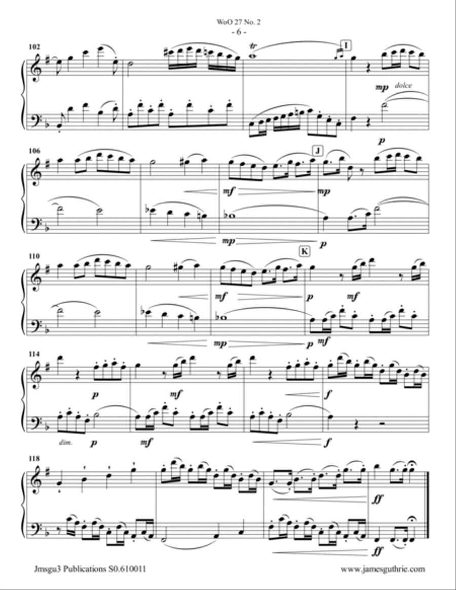 Beethoven: Duet WoO 27 No. 2 for Tenor Sax & Cello Tenor Saxophone scores gallery preview page 6