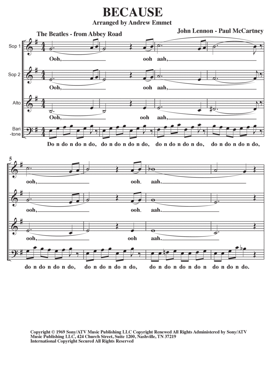 Because Because A Cappella scores gallery preview page 1