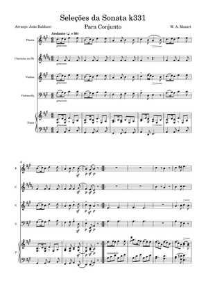 Sonata in A major, Mozart, for ensemble.