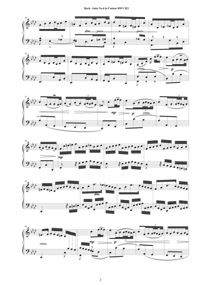 Bach - Piano Suite No.6 in F minor BWV 823 - Complete Piano version image number null