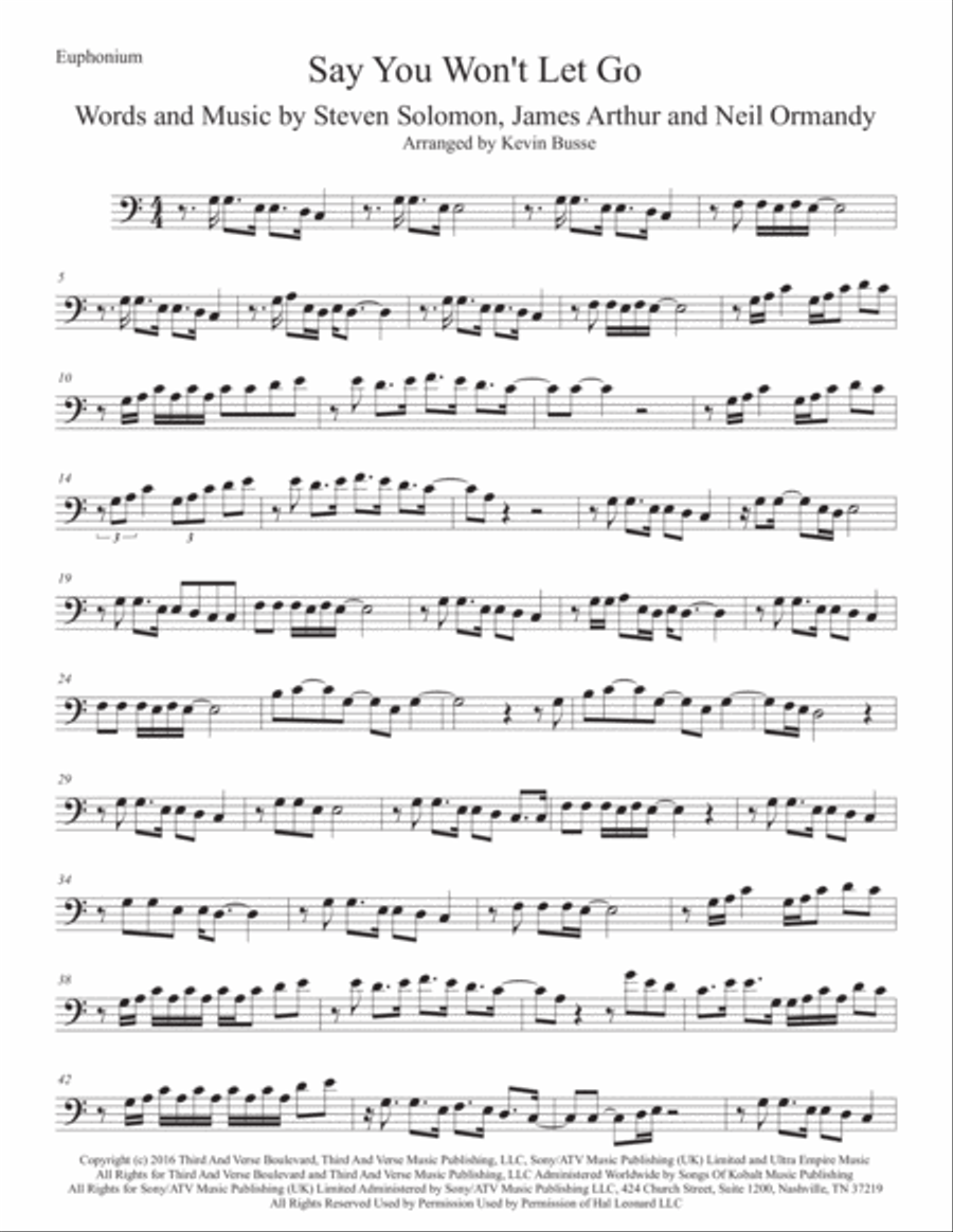 Say You Won't Let Go Euphonium scores gallery preview page 1