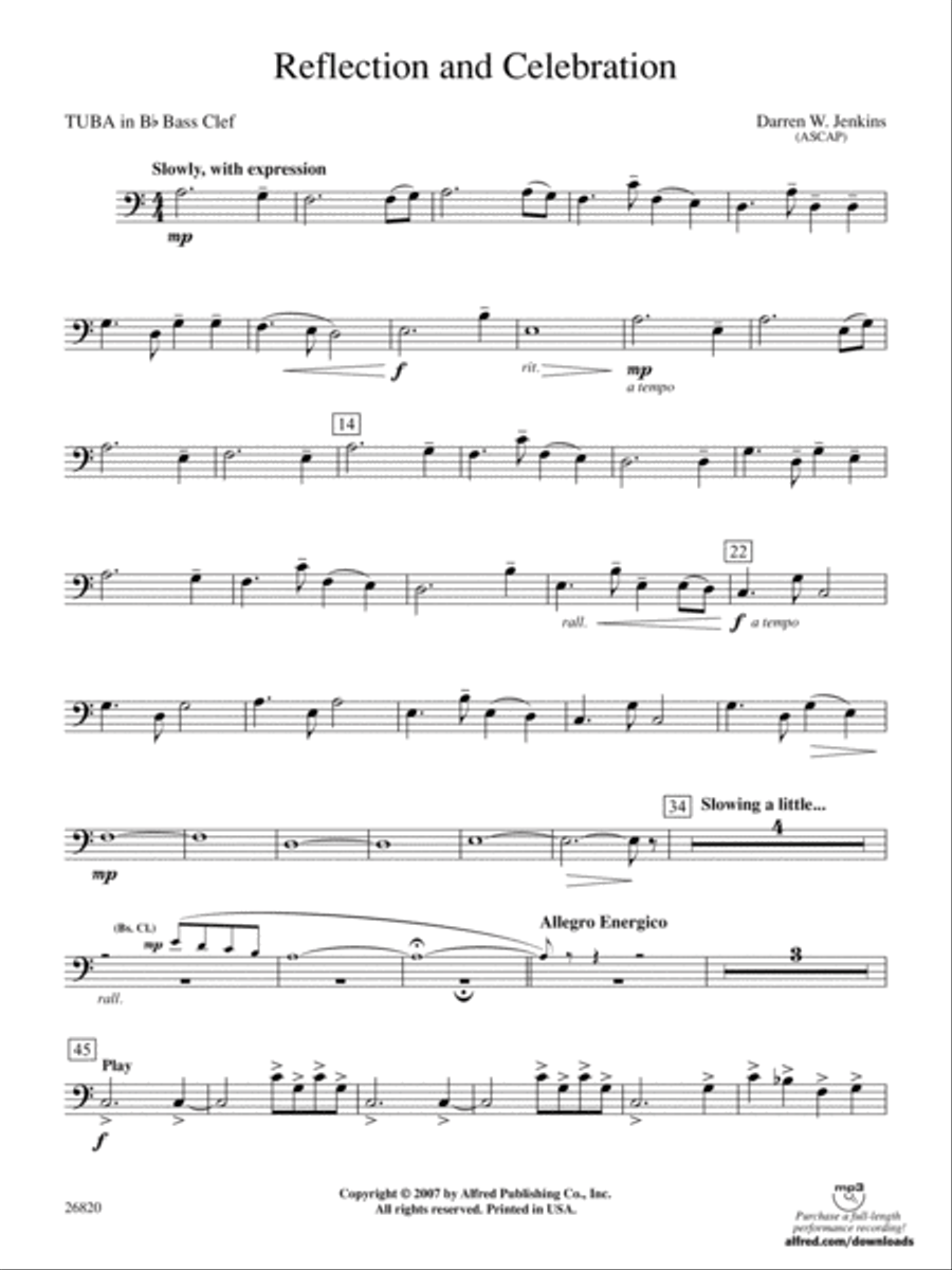 Reflection and Celebration: (World Part) B-flat Tuba B.C. Concert Band scores gallery preview page 1