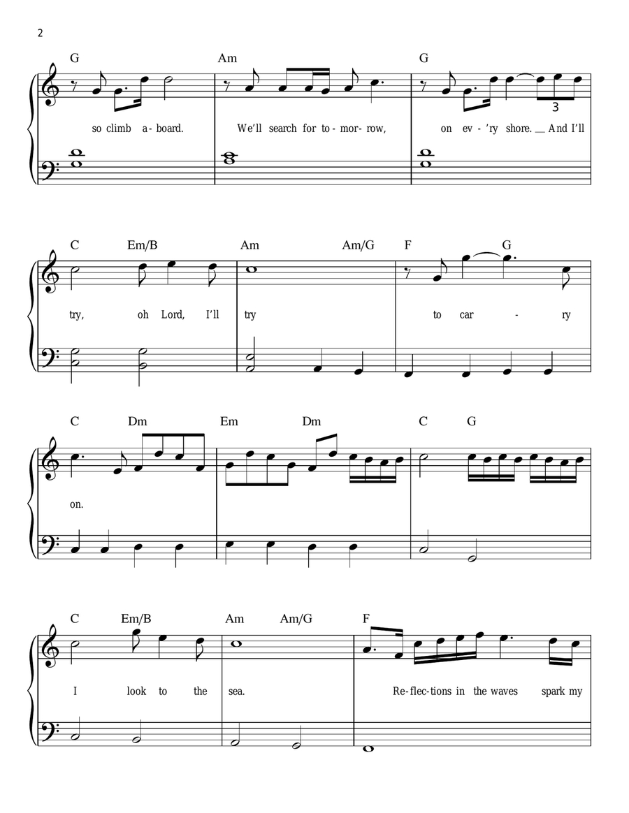 Come Sail Away Easy Piano scores gallery preview page 2