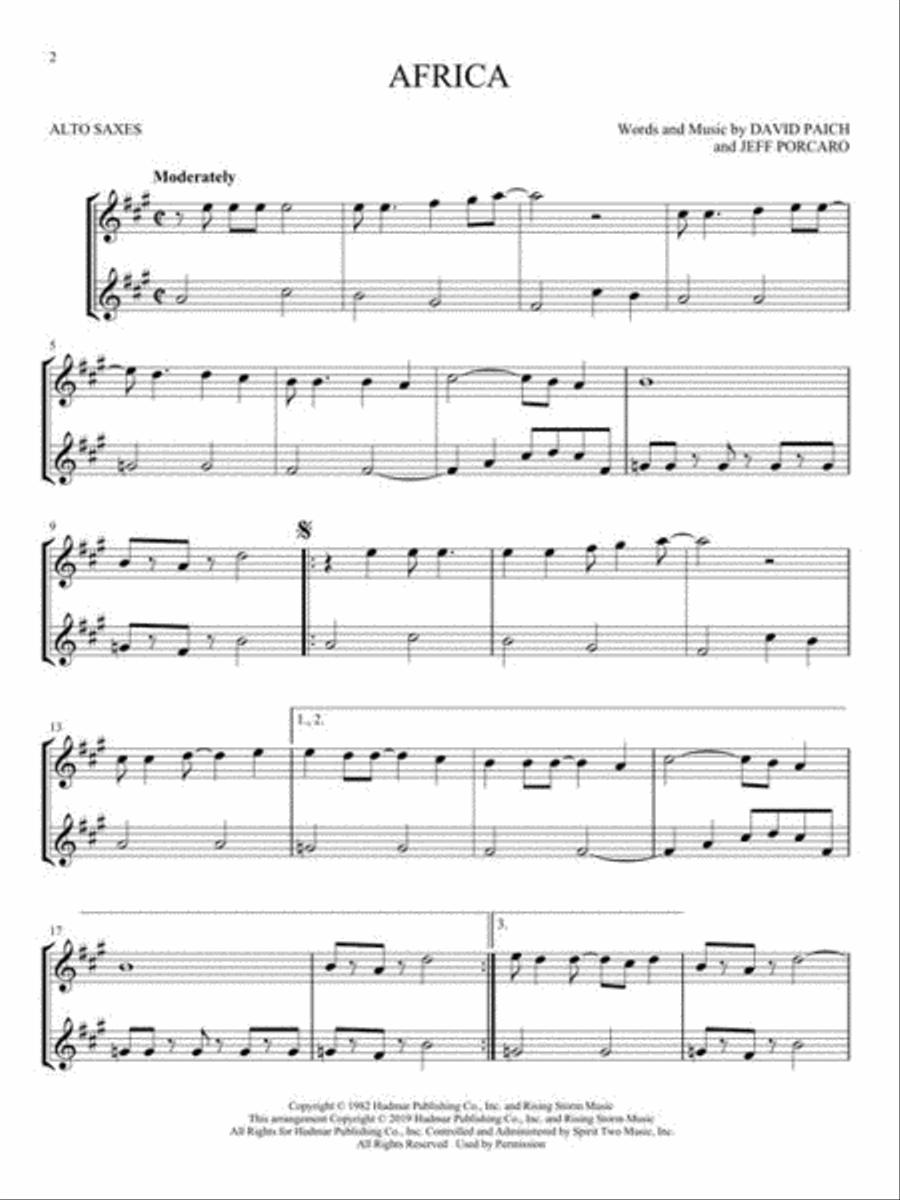 Pop Classics for Two Alto Saxophones Woodwind Duet scores gallery preview page 4