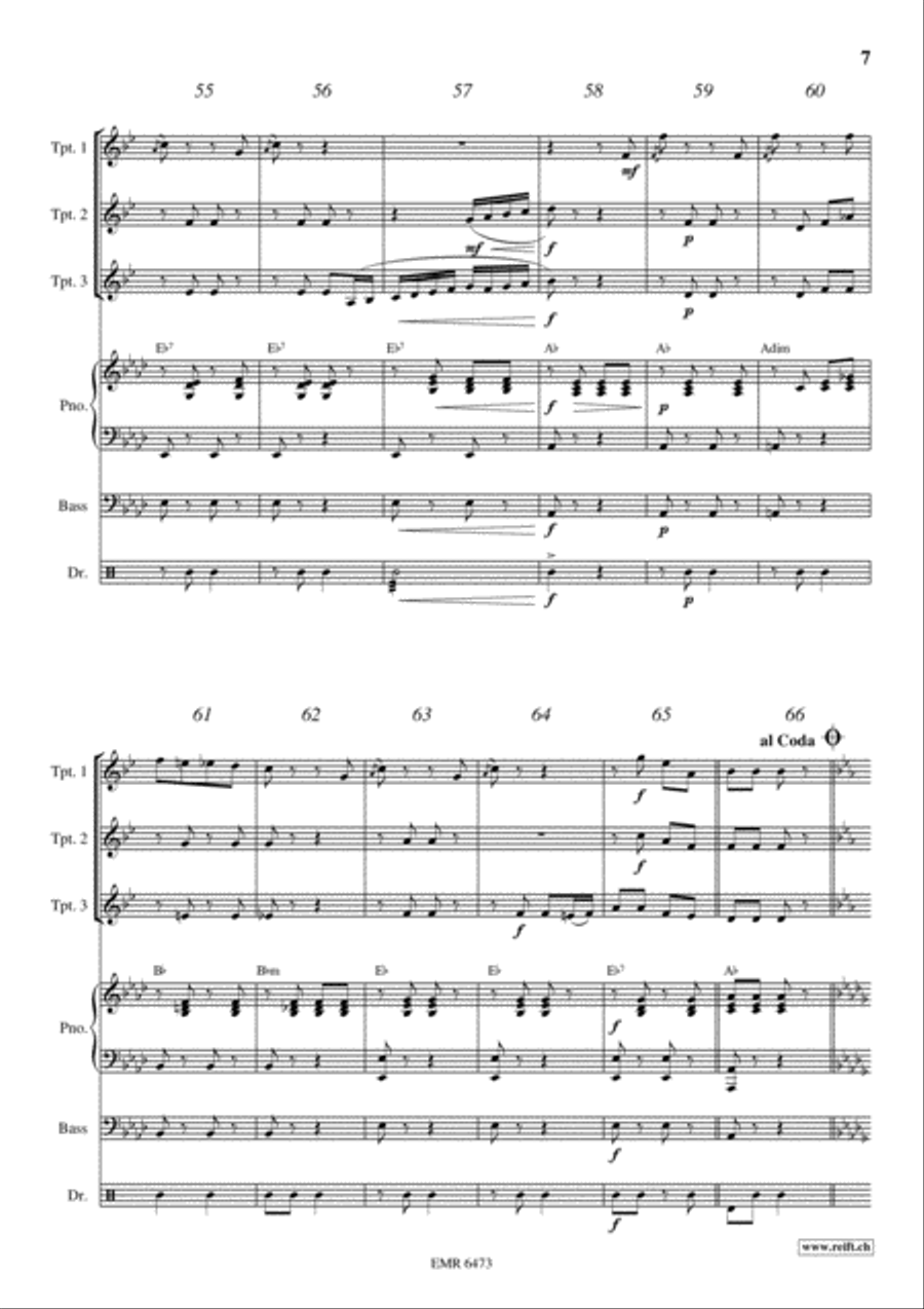Tritsch-Tratsch Polka Trumpet Trio scores gallery preview page 7