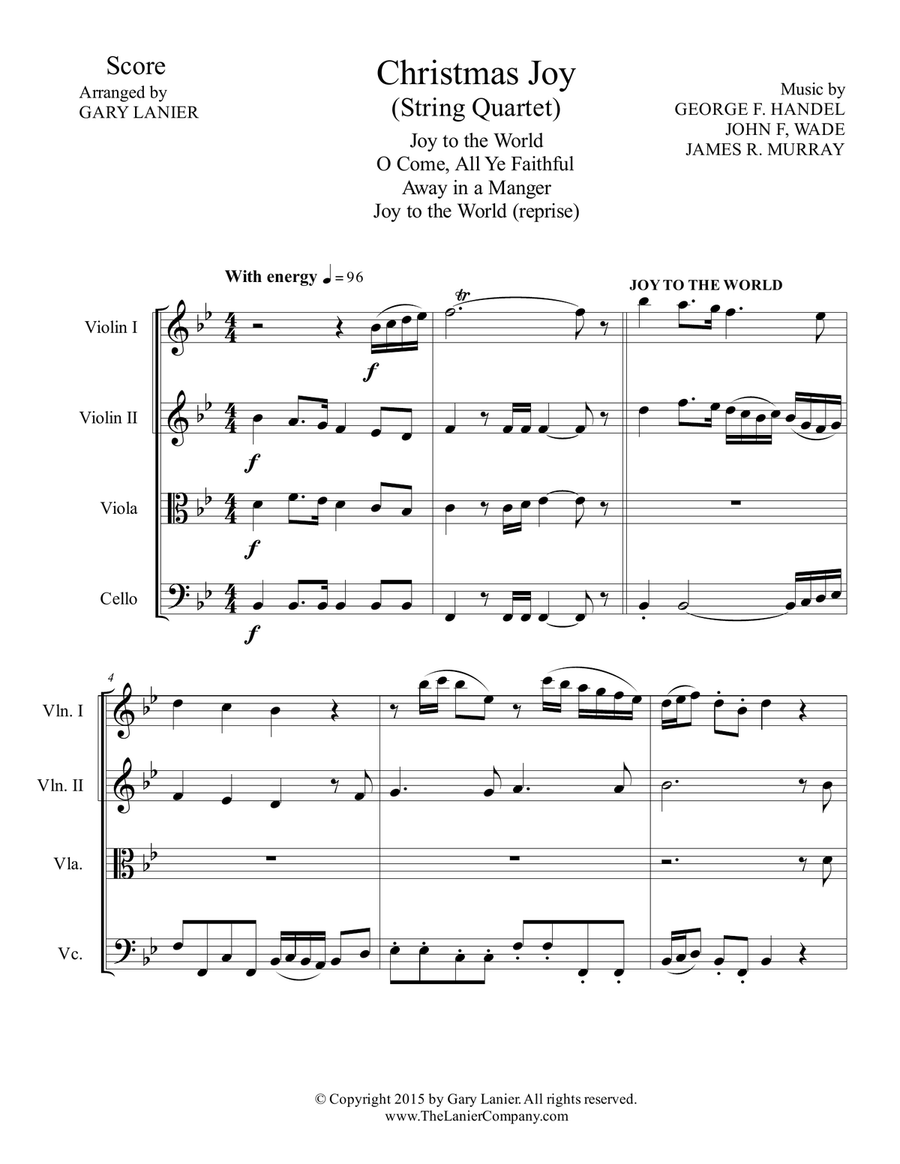 Gary Lanier: CHRISTMAS JOY (String Quartet/Score and Parts) String Quartet scores gallery preview page 3