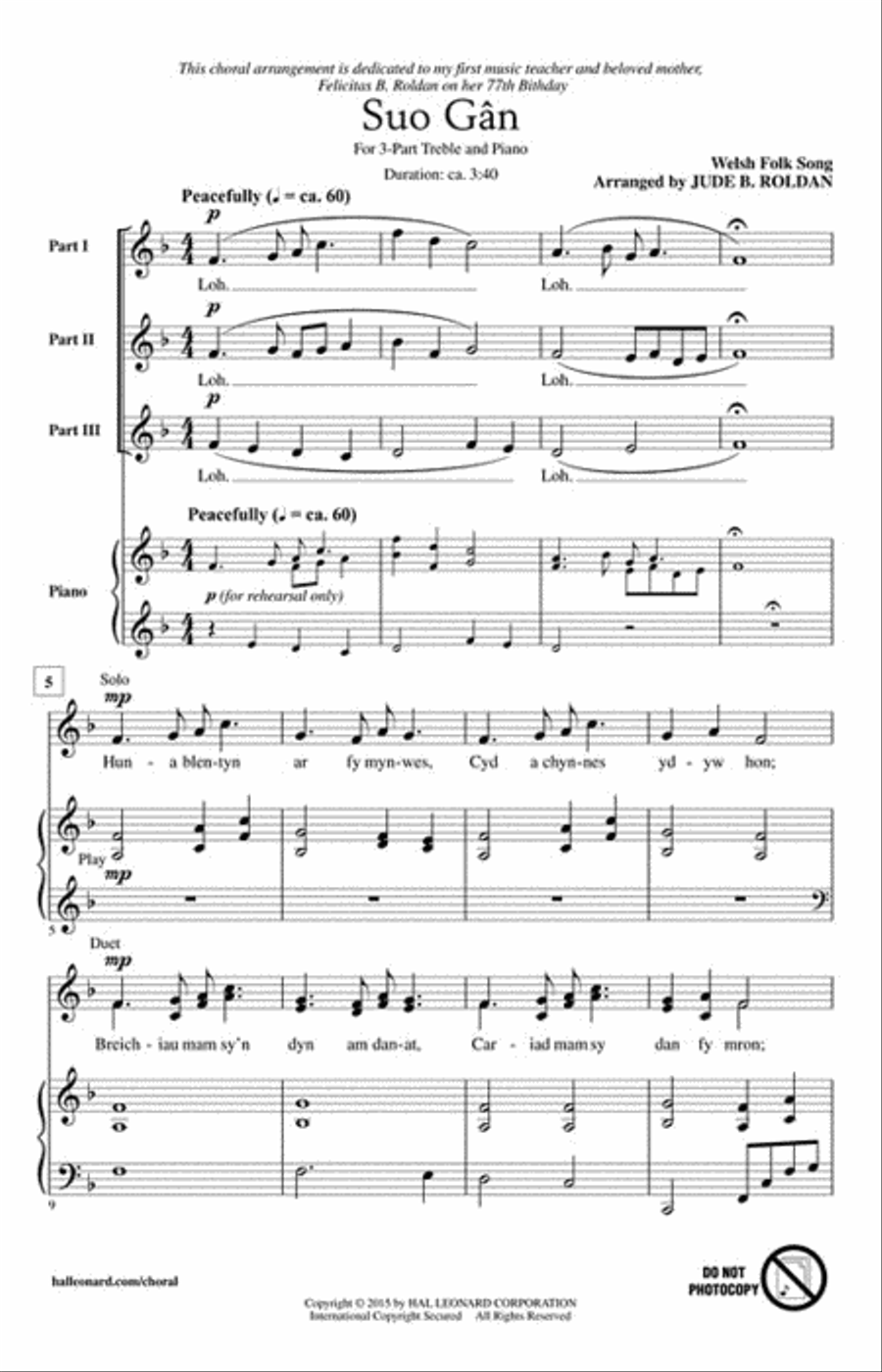 Suo Gân Suo Gân 3-Part scores gallery preview page 2