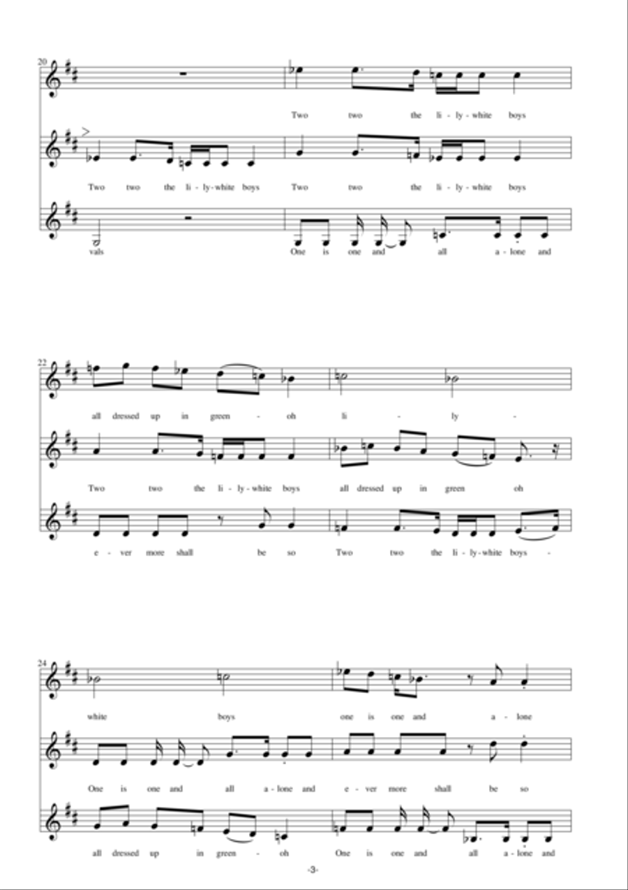 Green grow the rushes o (high voices) 3-Part scores gallery preview page 3