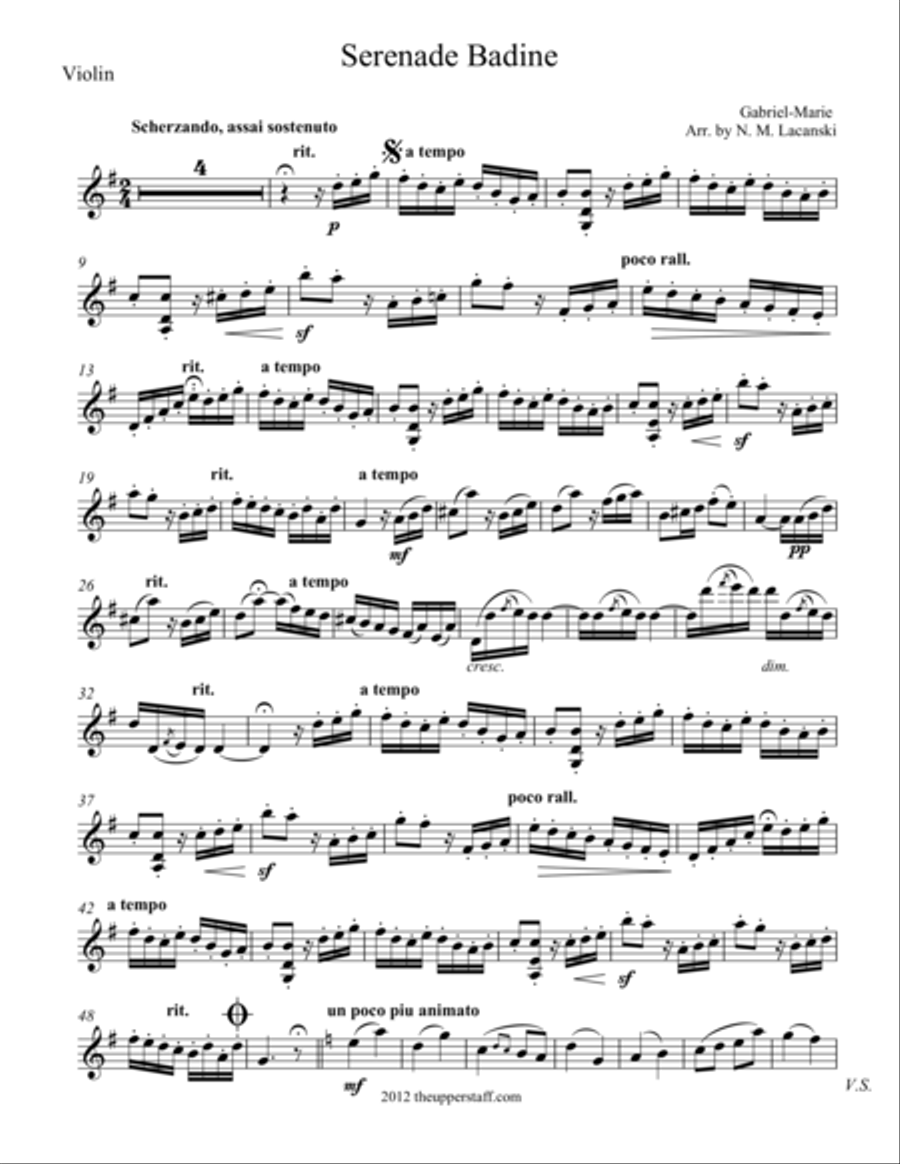Serenade Badine Violin Solo scores gallery preview page 1