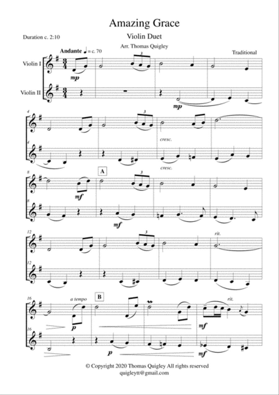 Amazing Grace Set of Parts scores gallery preview page 2