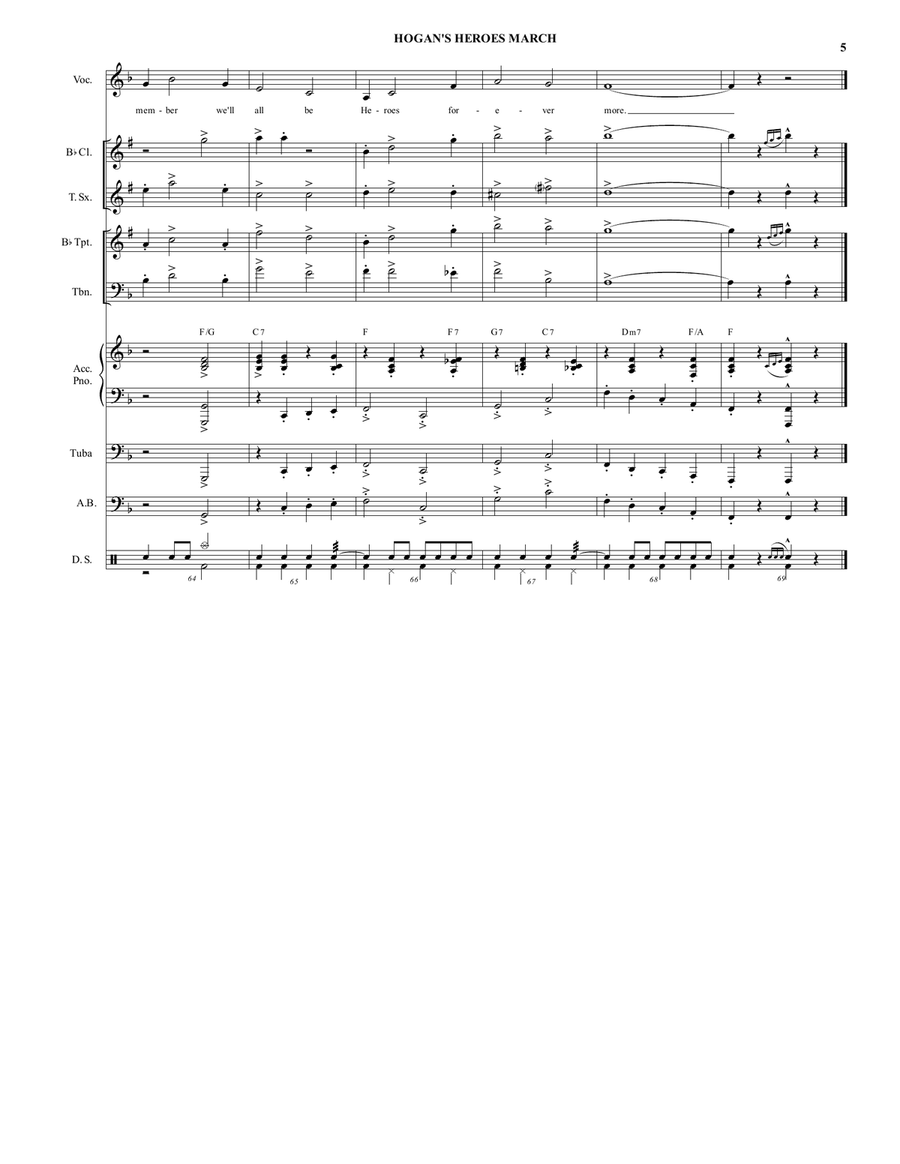 Hogan's Heroes March Large Ensemble scores gallery preview page 5