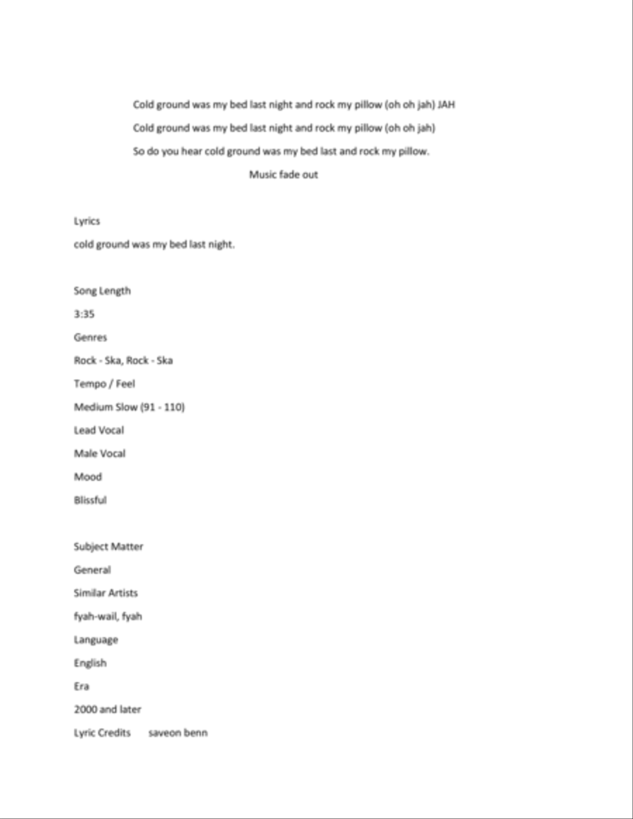 cold ground Piano, Vocal, Guitar scores gallery preview page 2