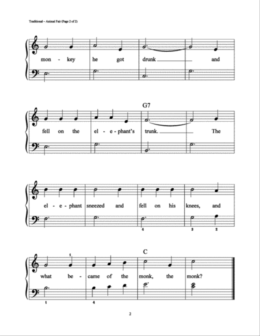Animal Fair Animal Fair Easy Piano scores gallery preview page 2