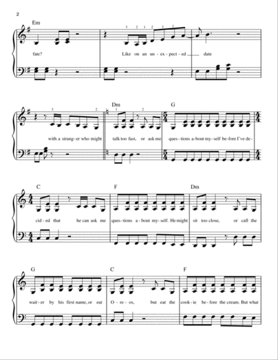 When He Sees Me (from Waitress The Musical) Easy Piano scores gallery preview page 2