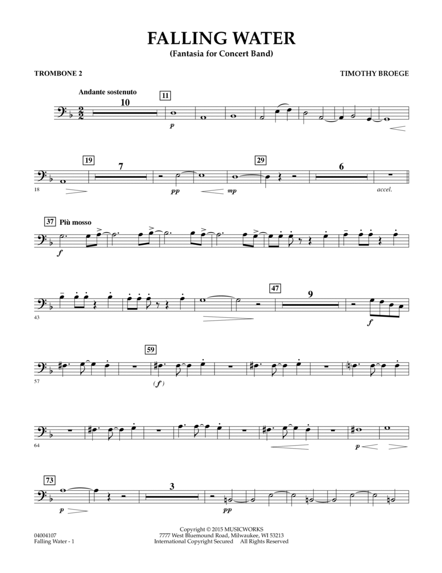Falling Water - Trombone 2 Trombone scores gallery preview page 1