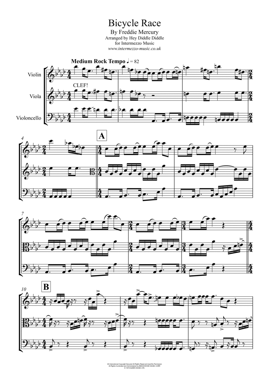 Bicycle Race String Trio scores gallery preview page 1
