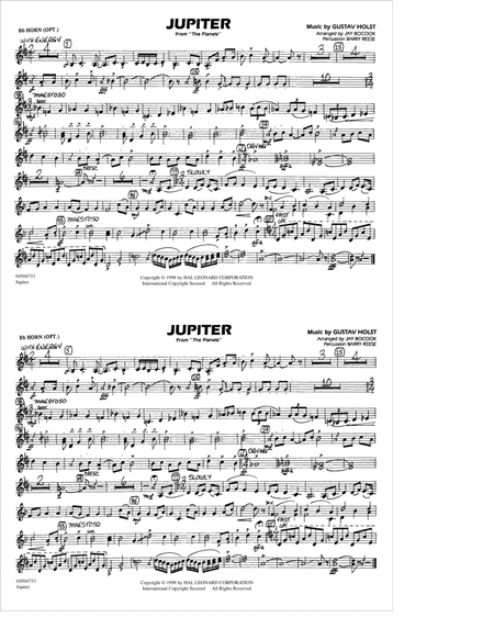 Jupiter (from "The Planets") - Bb Horn/Flugelhorn
