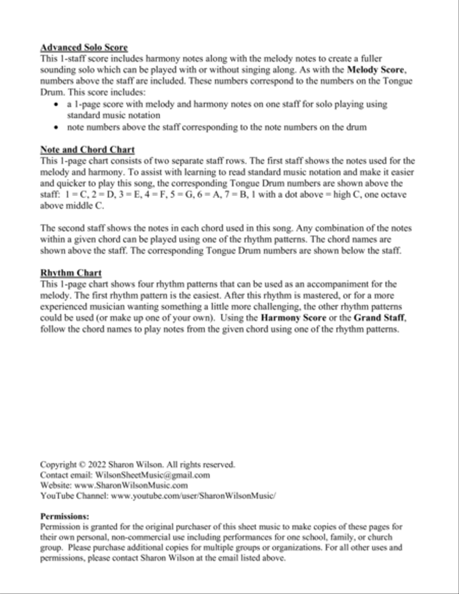 Hymns of Praise for 8-note C major diatonic scale Tongue Drums (A collection of 10 Solos and Duets) image number null