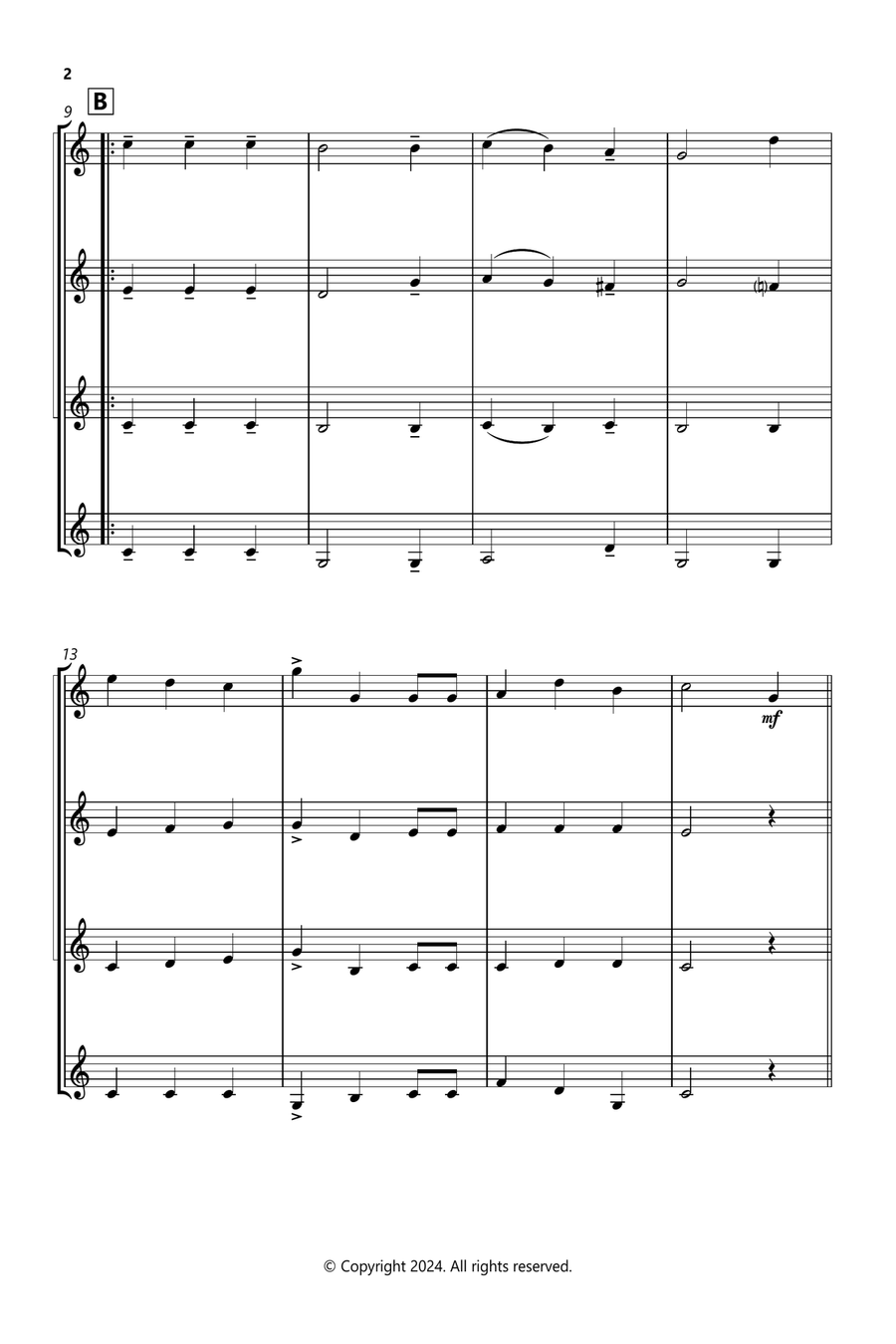 We Wish You A Merry Christmas Clarinet Quartet scores gallery preview page 2