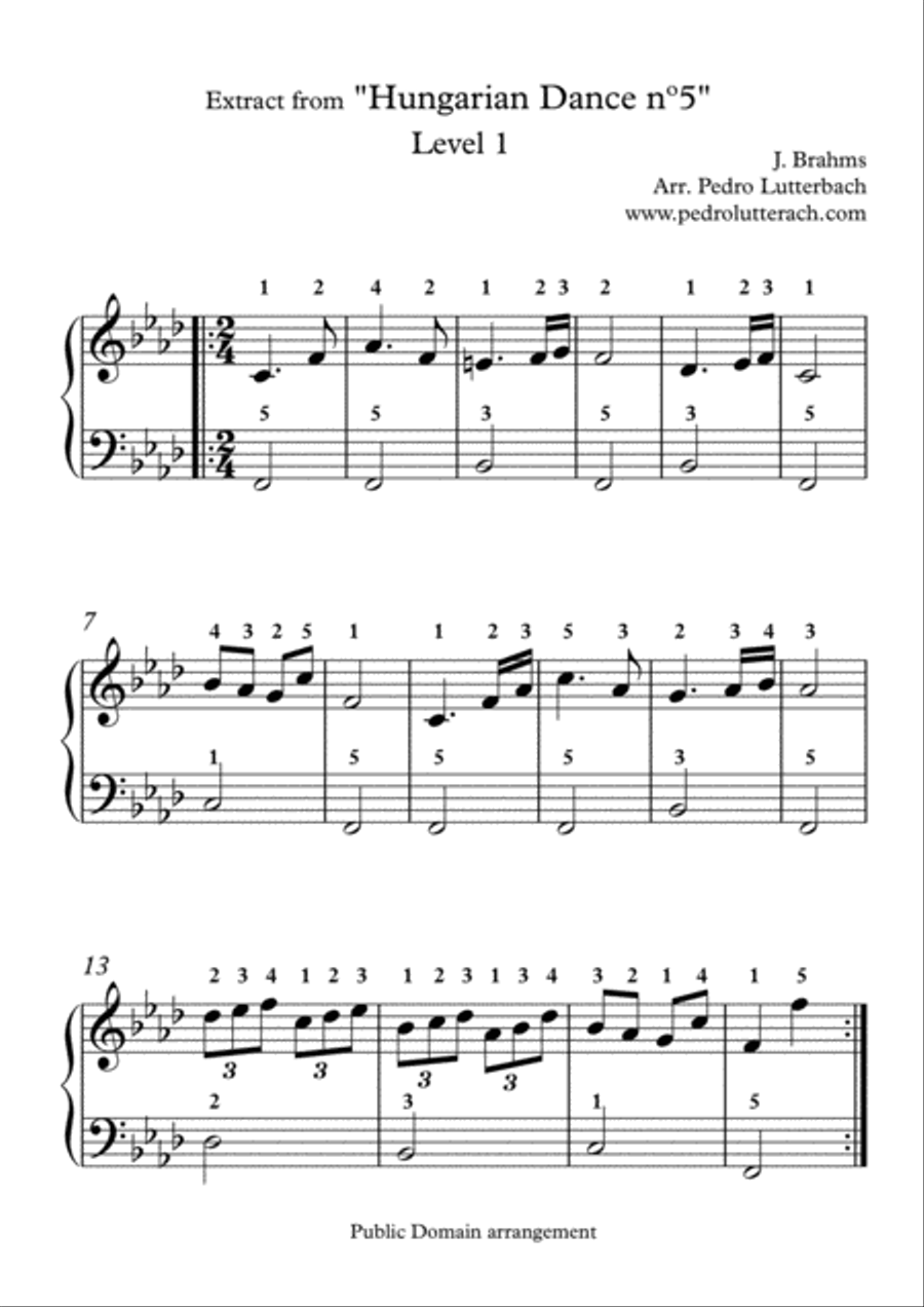 Hungarian Dance nº5 - Brahms Easy Piano scores gallery preview page 1
