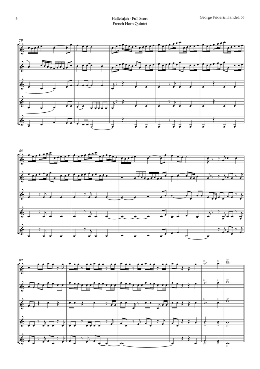 Hallelujah from Messiah by Handel for French Horn Quintet Brass Quintet scores gallery preview page 6