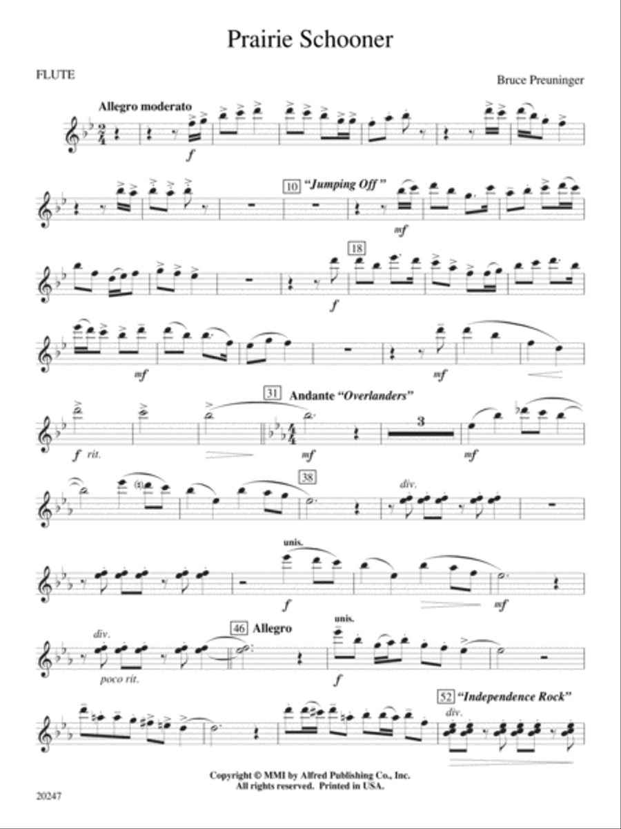 Prairie Schooner: Flute Concert Band scores gallery preview page 1