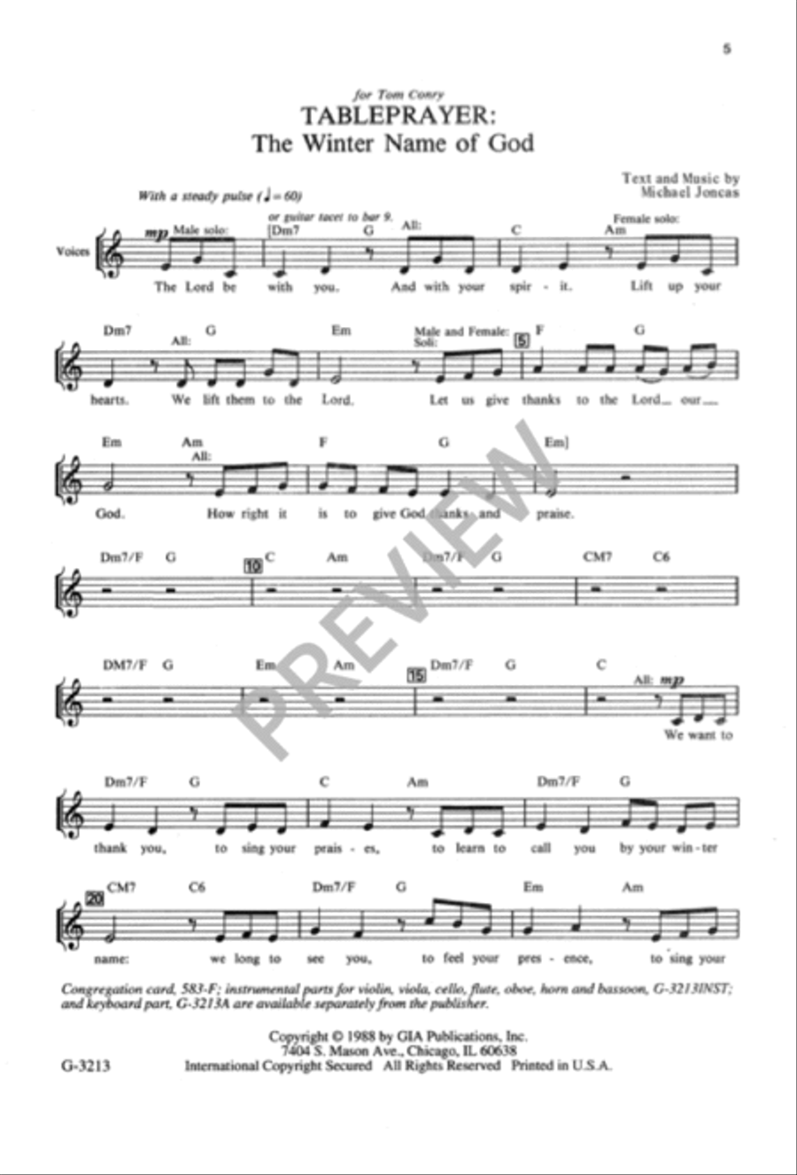 Tableprayer: Winter Name of God 4-Part scores gallery preview page 6