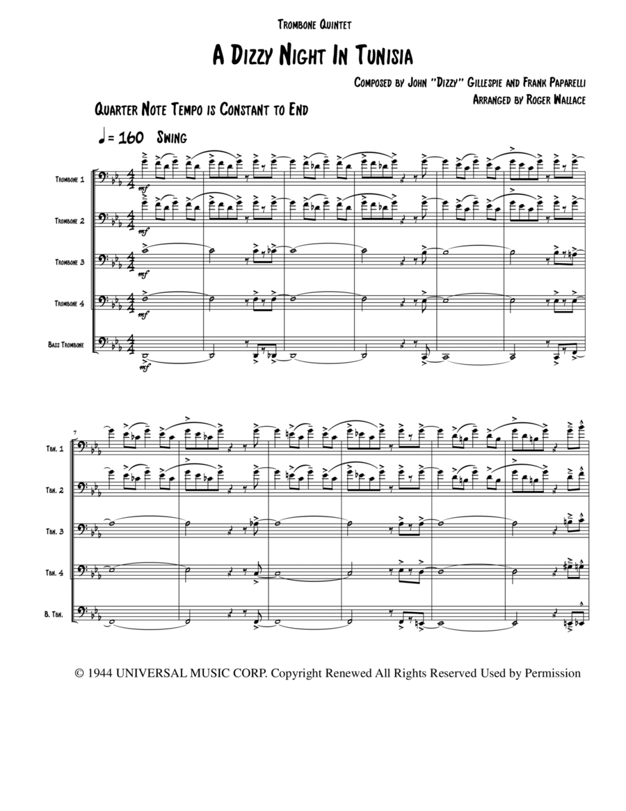 A Night In Tunisia Brass Quintet scores gallery preview page 1