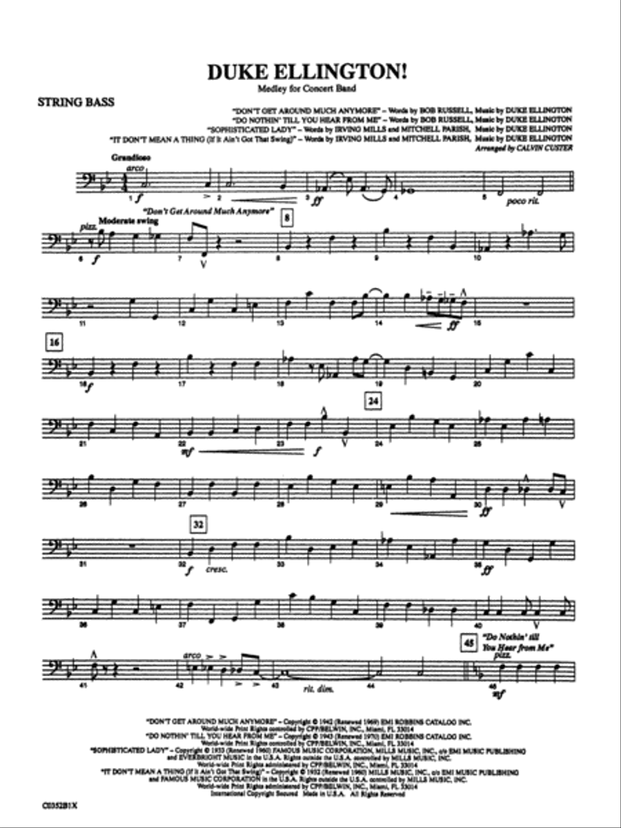 Duke Ellington! (Medley for Concert Band): String Bass Concert Band scores gallery preview page 1