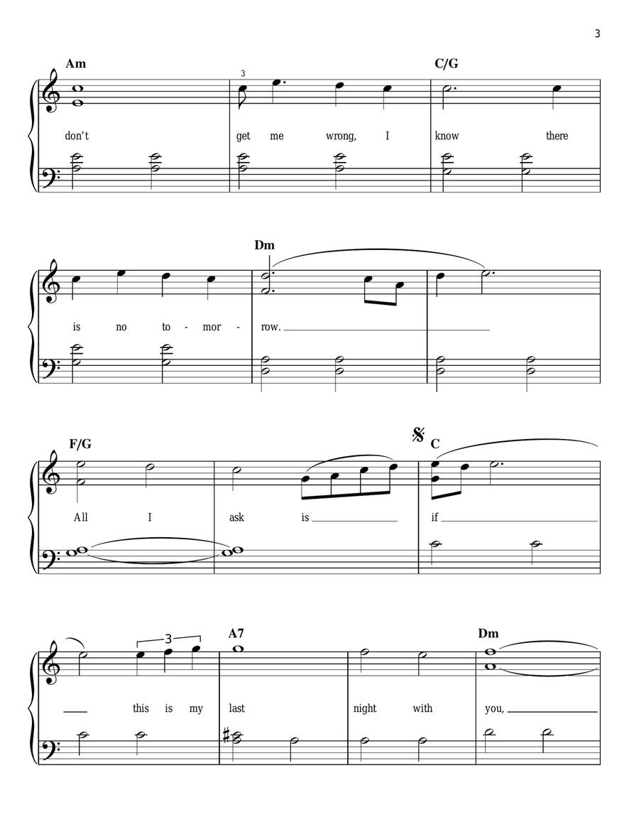 All I Ask Easy Piano scores gallery preview page 3