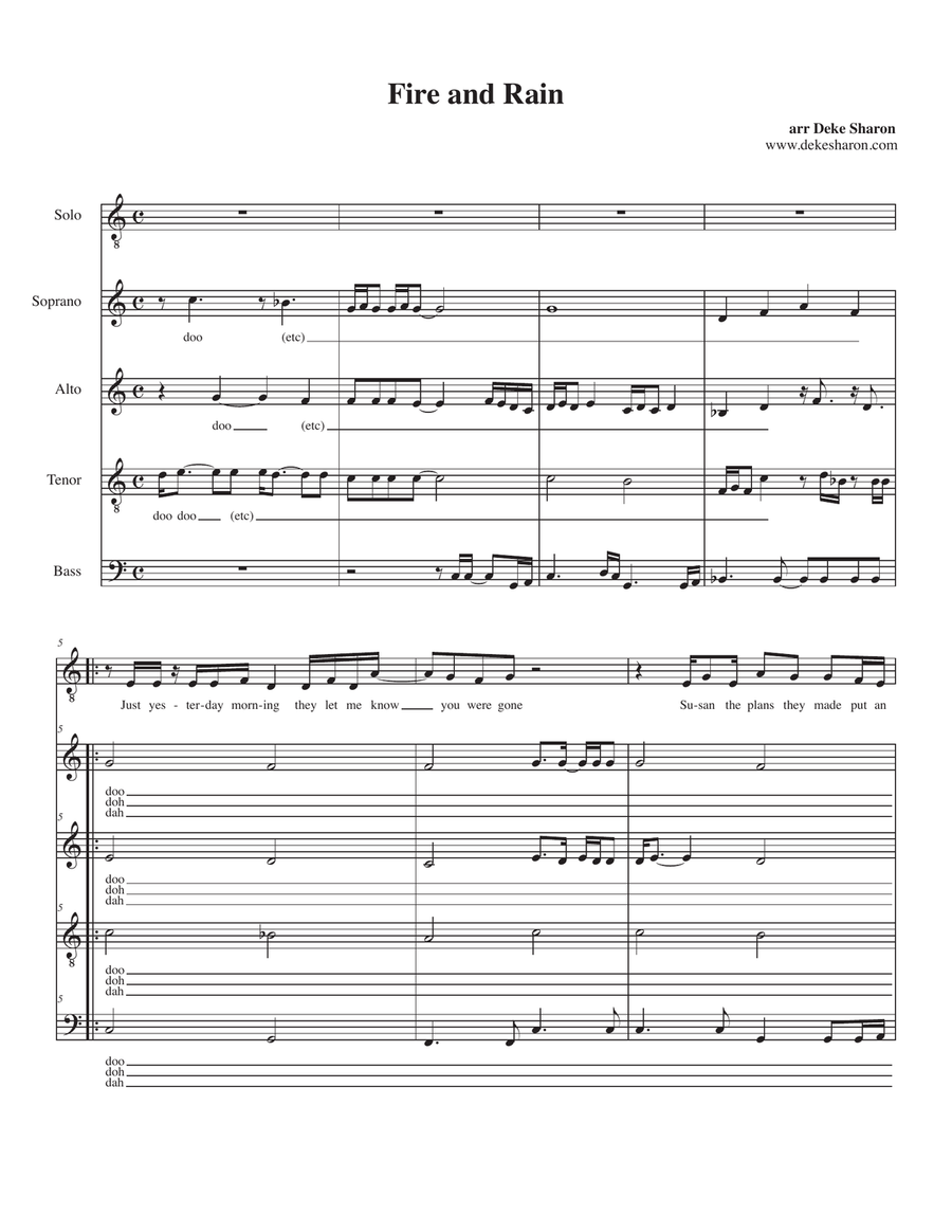 Fire And Rain 4-Part scores gallery preview page 1