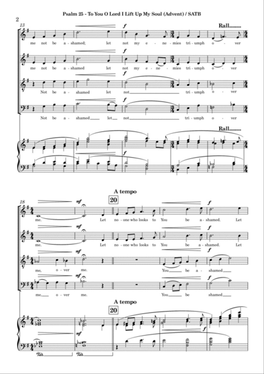 To You O Lord I Lift Up My Soul - Psalm 25 (SATB) 4-Part scores gallery preview page 2