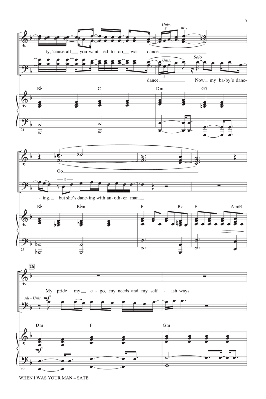 When I Was Your Man (arr. Mac Huff) 4-Part scores gallery preview page 4