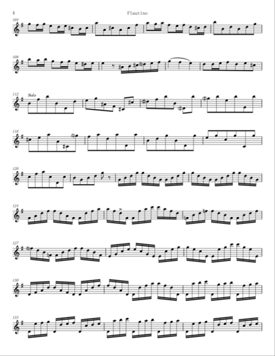 Vivaldi - Flautino Concerto RV 443 - For Flute Solo In G Major - Original Complete Flute Solo scores gallery preview page 4
