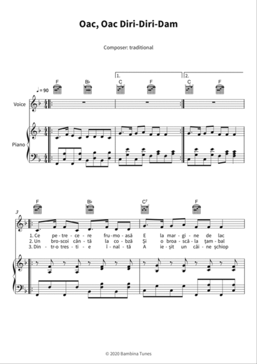 Oac, Oac Diri-Diri-Dam Piano, Vocal, Guitar scores gallery preview page 3