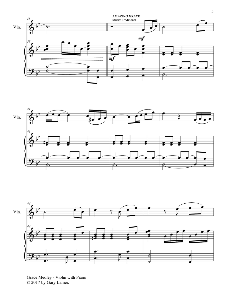 GRACE MEDLEY (for Violin with Piano - Instrument Part included) GRACE MEDLEY (for Violin with Piano - Instrument Part included) Violin Solo scores gallery preview page 6