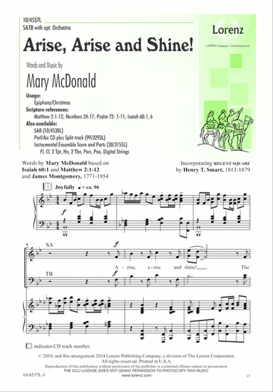 Arise, Arise and Shine! 4-Part scores gallery preview page 1