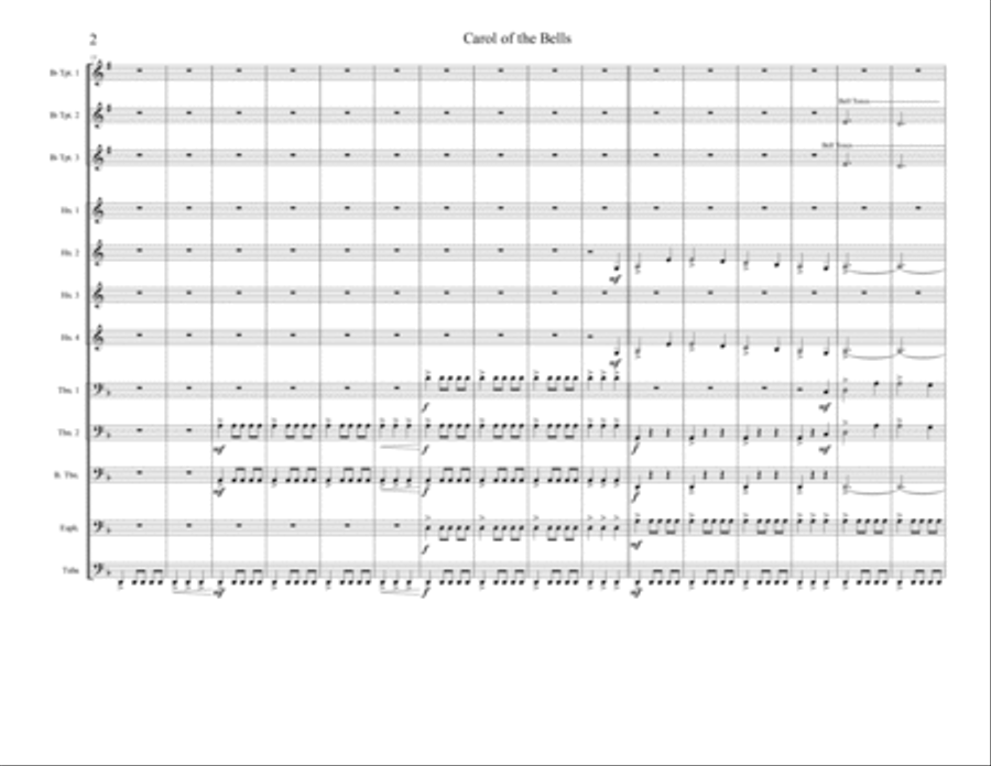 Carol of the Bells Brass Ensemble scores gallery preview page 3