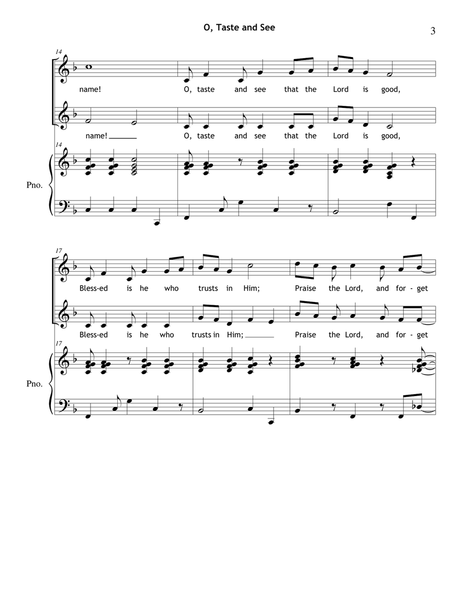 O Taste and See that the Lord Is Good (2-Part) SA scores gallery preview page 3
